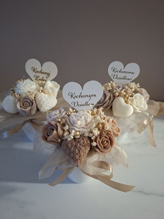 Bukiet w kubku dzien babci i dziadka prezent