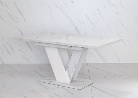 DUBAI nowoczesny stół rozkładany do salonu jadalni 120x80 biały marmur