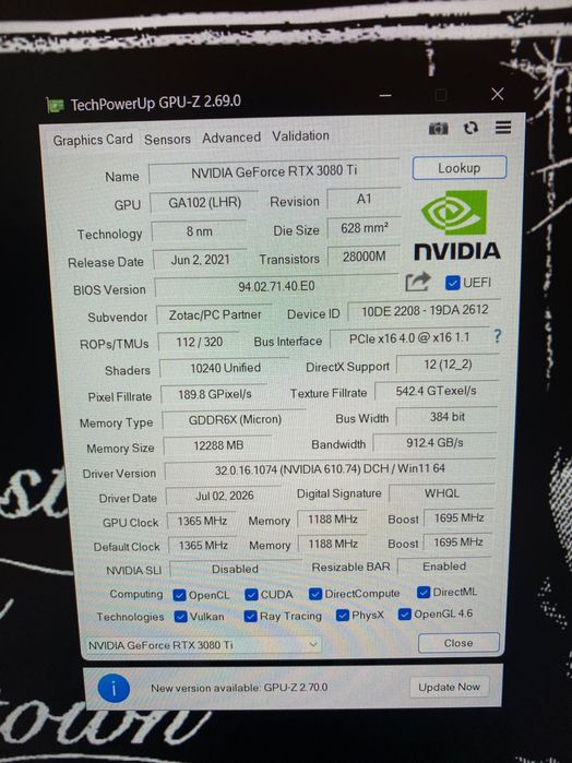 Відеокарта Zotac RTX 3080 Ti Trinity OC 12 GB