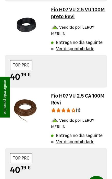 Vendo fio 2.5 preto  e castanho