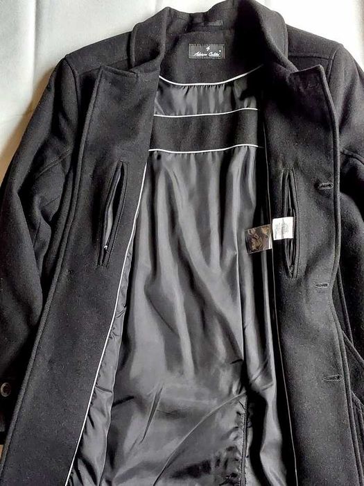 Płaszcz kurtka bosmanka czarna Adriano Calitri 54 wełna wełniany black