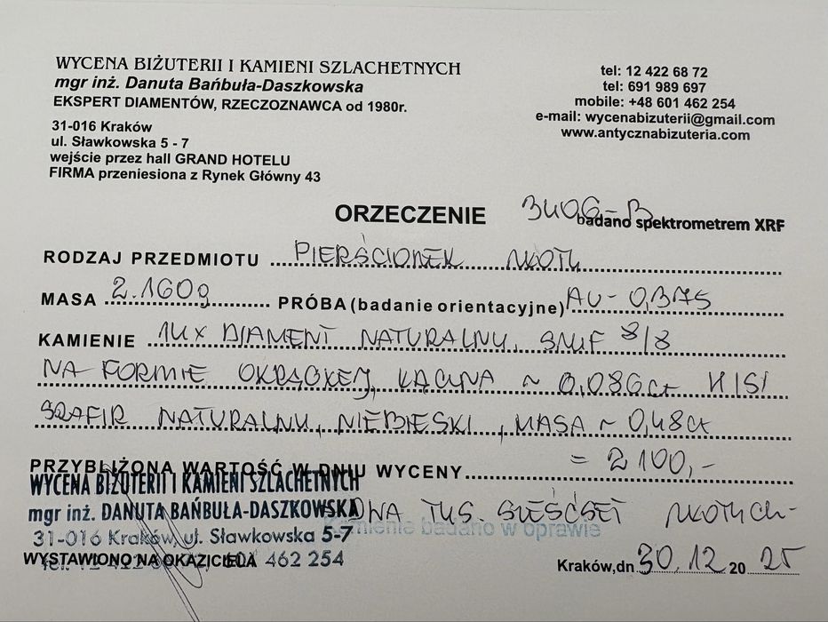 Złoty Retro Pierścionek 9k diamenty daisy szafir R9