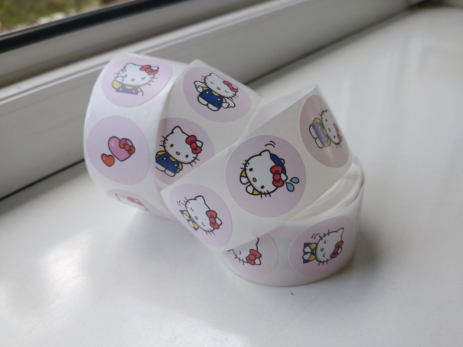 Naklejki naklejka wlepka rolka Hello Kitty okrągłe kawaii