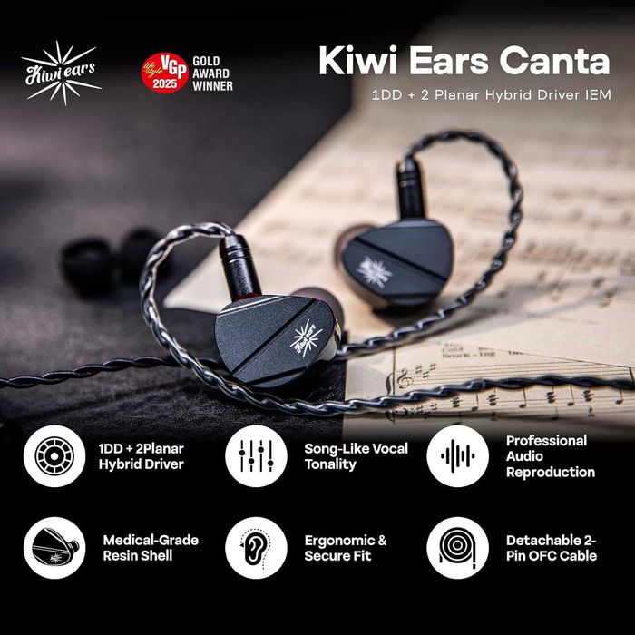 ‼️ Kiwi Ears Canta - гибридные проводные IEM наушники (1DD + 2 Planar)