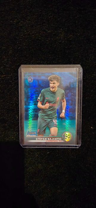 2022-23 Topps Stadium Chrome Stefan Bajcetic RC Blue Prism Refractor