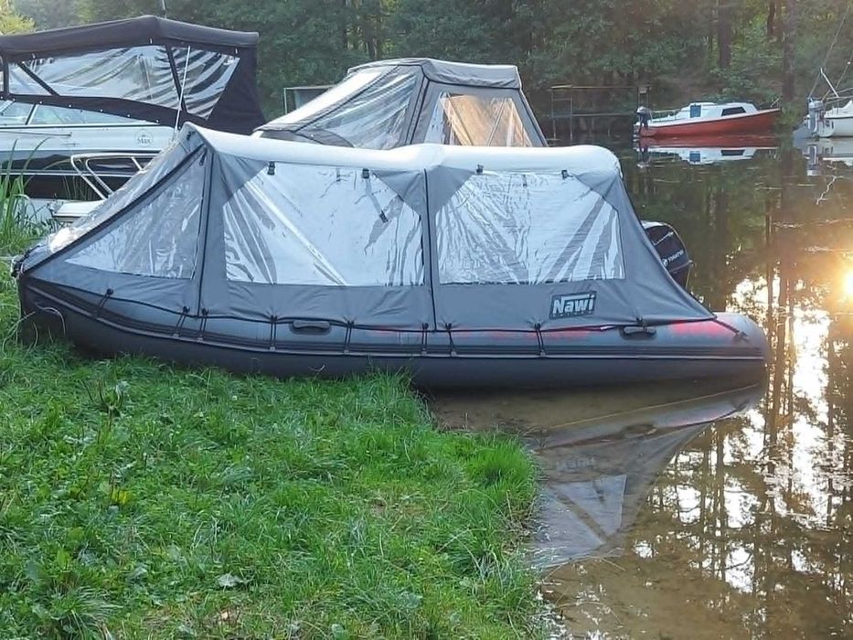 Ponton NawiPoland 450 cm, namiot, przyczepa Miro-Car Sidka S1