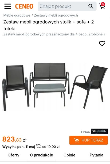 zestaw mebli ogrodowych gardenic