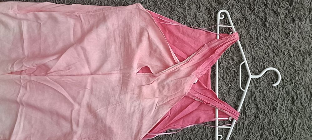 Dluga lniana sukienka,kolorowa zara L nowa z metka