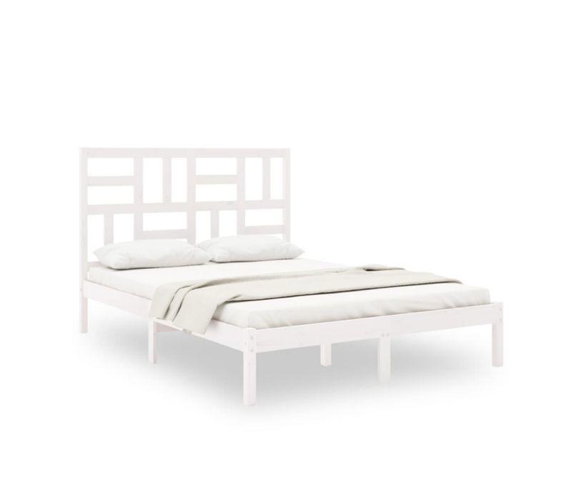 Cama casal 140x190 cm em madeira maciça branca – vidaXL.