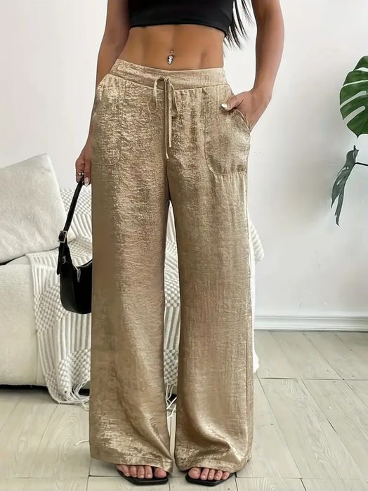 Luźne jasnozłote spodnie w rozmiarze S