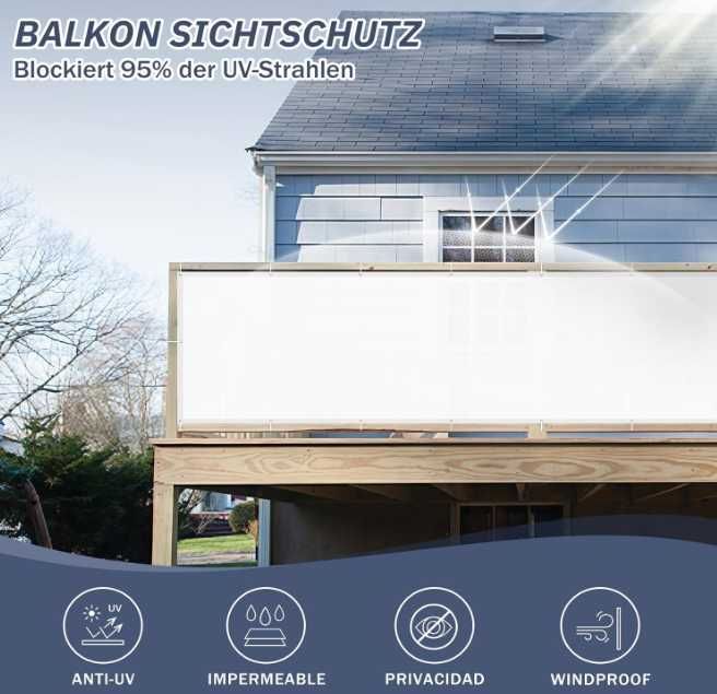 Parawan balkonowy HENG FENG 70x800 cm biały UV