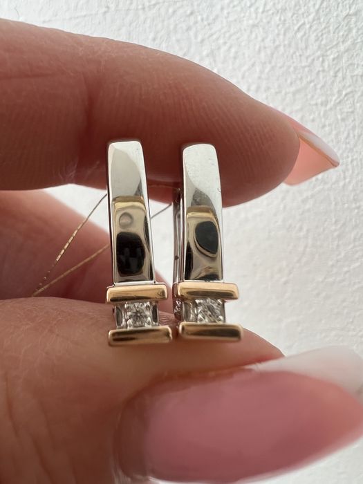 Золотые серьги белое и коасное золото 585 проба