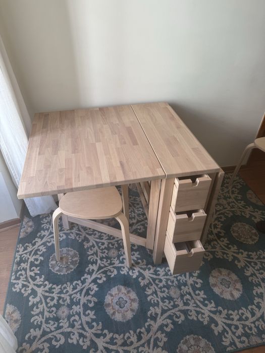 IKEA NORDEN Mesa Extensível Dobrável c/ 3 Gavetas