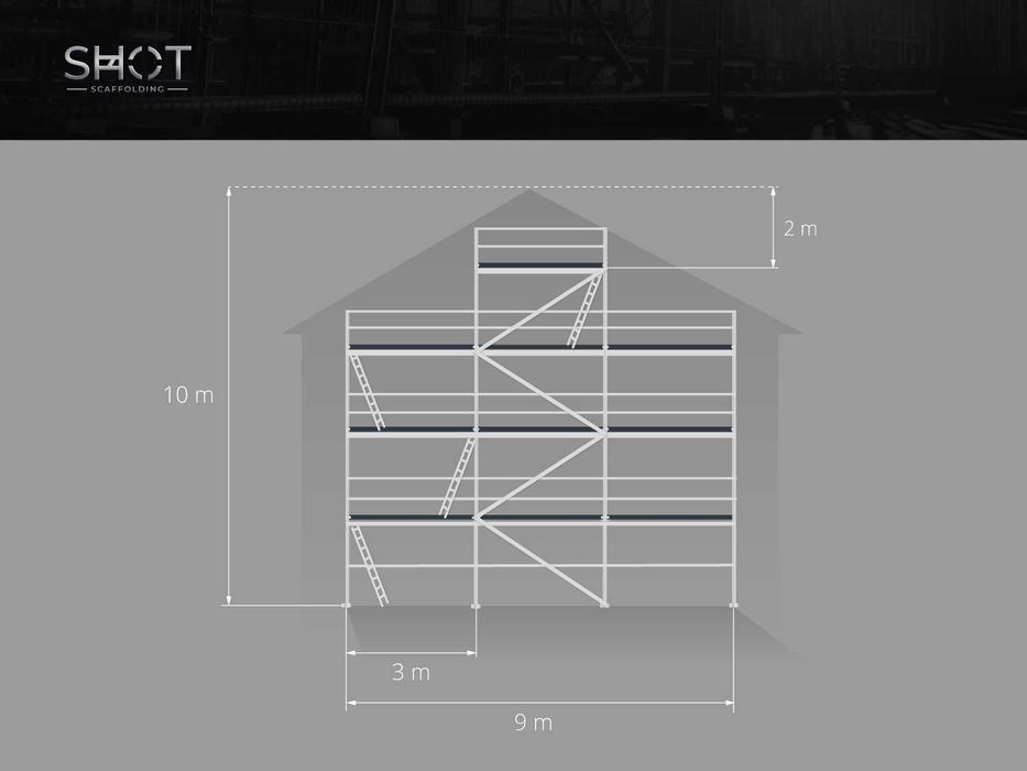 Elewacyjne nowe rusztowanie, na ścianę szczytową  PLETTAC ~ 82m2 stal
