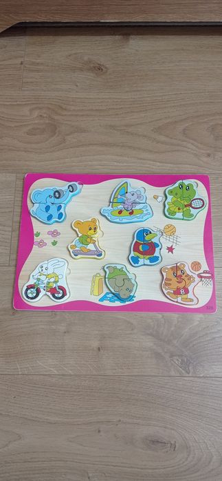 Drewniana układanka, klocki, puzzle w zwierzątka rozmiar uniwersalny