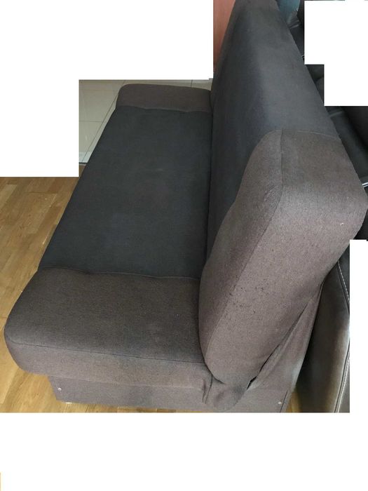 Sofa dwuosobowa rozkładana bez podłokietników, brązowo-szara, 190x120