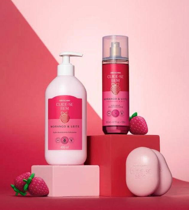 Conjunto hidratante Morango de leite