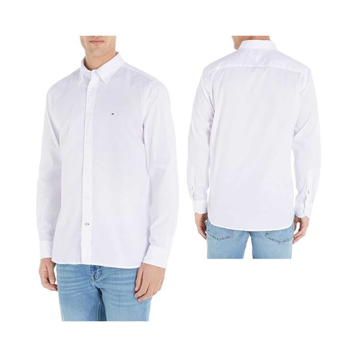 TOMMY HILFIGER Koszula Męska Core Flex White XL Casual Slim Bawełniana