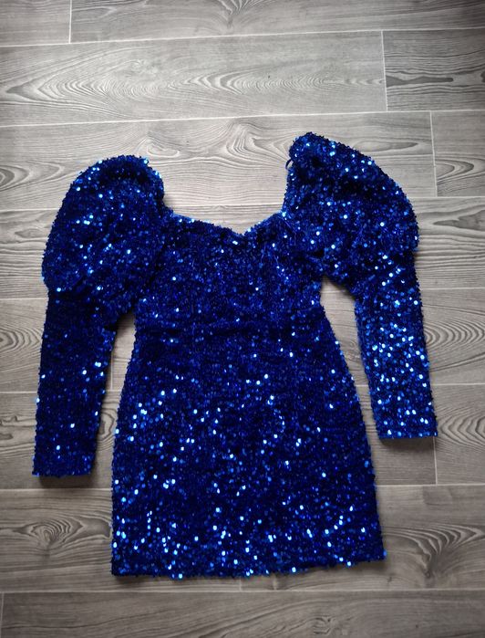 Нова розкішна синя сукня з паєтками