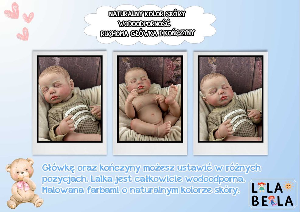 PROMOCJA ! Lalka TYP REBORN Dziewczynka Wodoodporna Zamknięte Oczy