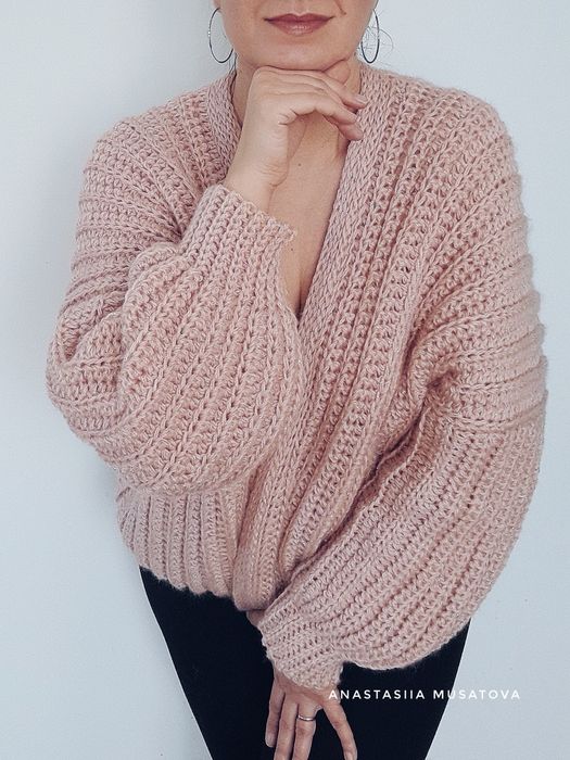 Oversize кардиган кольору пудри