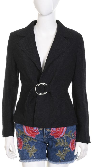 BERRI dzianinowy blezer damski sweter kardigan wełna antracytowy S 36