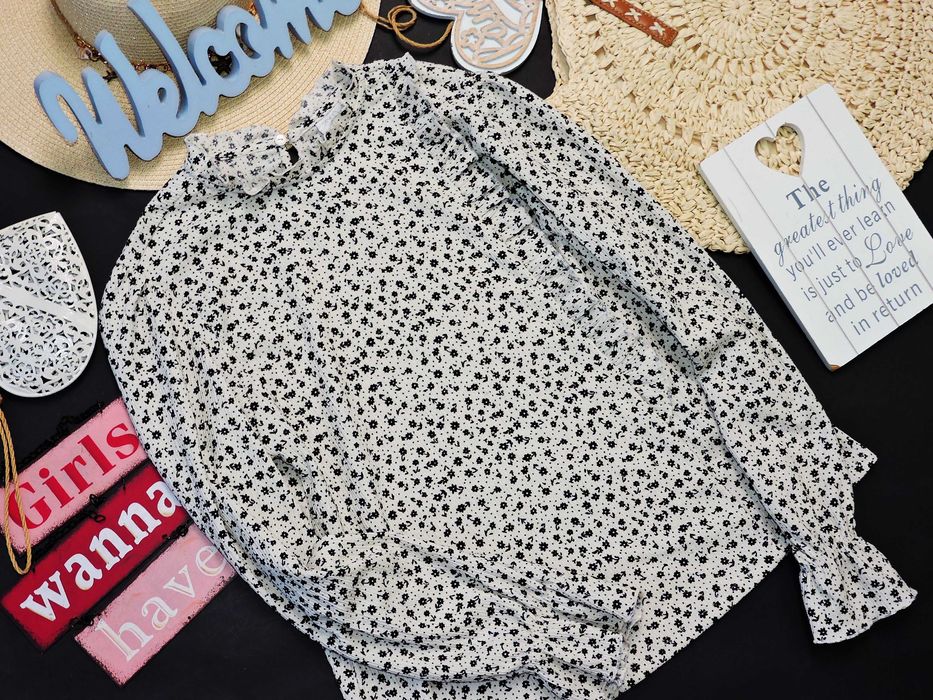 Zara - bluzeczka boho kwiaty , falbanka r 164