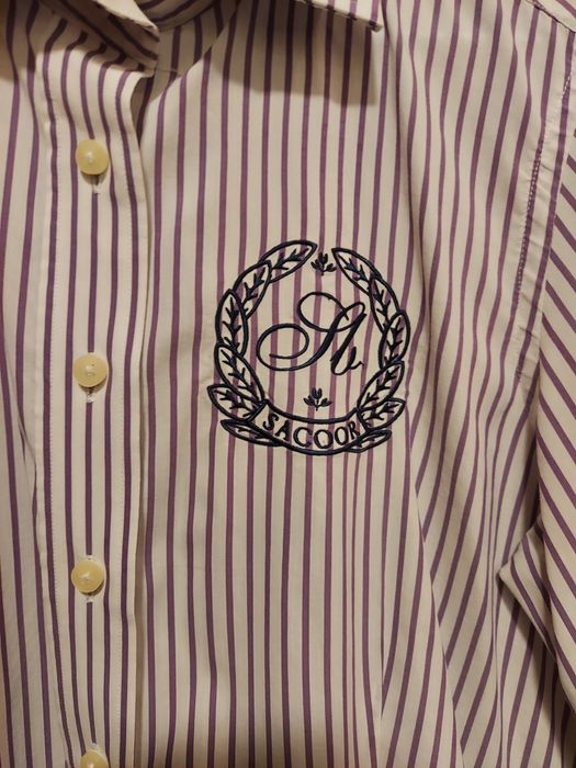 Camisa feminina Sacoor riscas lilás e branca, tamanho 38, nova