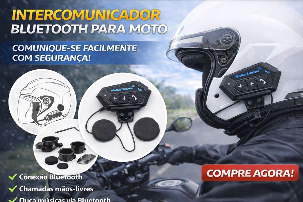[NOVO] Intercomunicador Bluetooth para Capacete Mota
