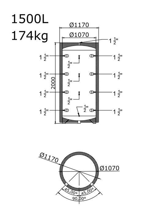 Zbiornik Buforowy /Bufor Ciepła 1000l  z dostawą