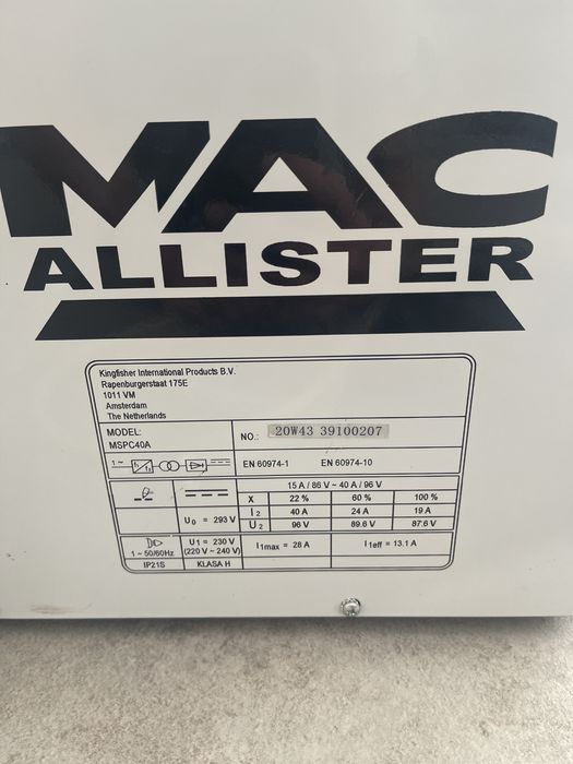 Przecinarka plazmowa do metalu mac allister 40A