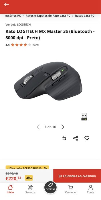 Oportunidade Vendo Rato Profissional Logitech MX Master 3S  - 8000 dpi. Como Novo