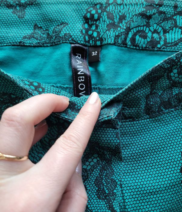 Zielone spodnie damskie wzór 34,XS BonProix Rainbow