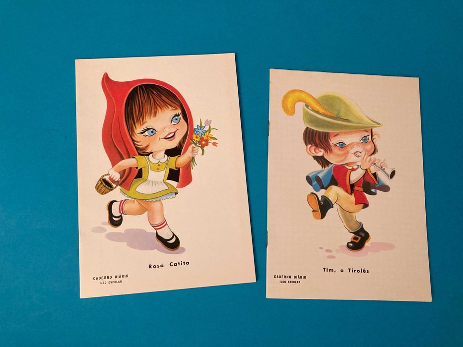 Colecção de 8 Cadernos Escolares muito bonitos da Firmo Anos 70