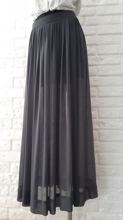 ZARA długa zwiewna transparentna spódnica maxi szara