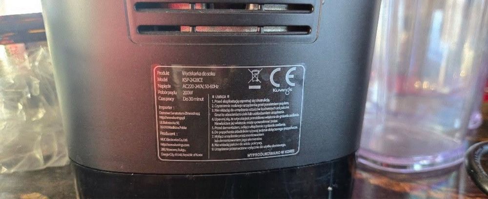 Wyciskarka wolnoobrotowa KUVINGS – prawie nowa, topowa jakość!