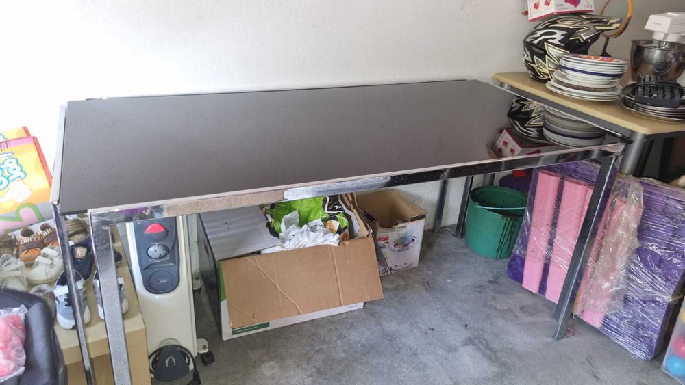 Mesa de Vidro temperado preto- Usada 160x80