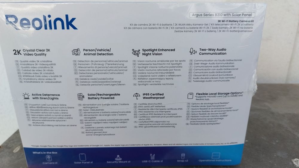 Câmara vigilância reolink B310 selada na caixa