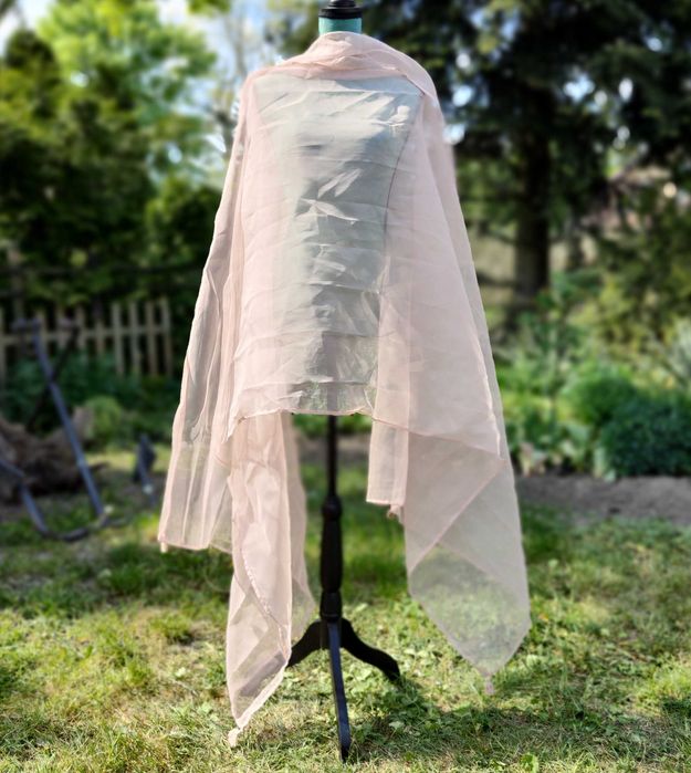 Duża ozdobna chusta szal stole róż organza etola orient boho etno