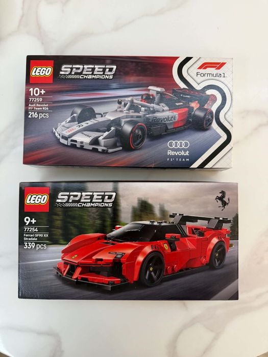Sprzedam nowe zestawy LEGO Speed Champions:LEGO 77254 Ferrari SF90 XX Stradale – 339 elementów i LEGO 77259 Audi Revolut F1 Team R26 – 216 elementów