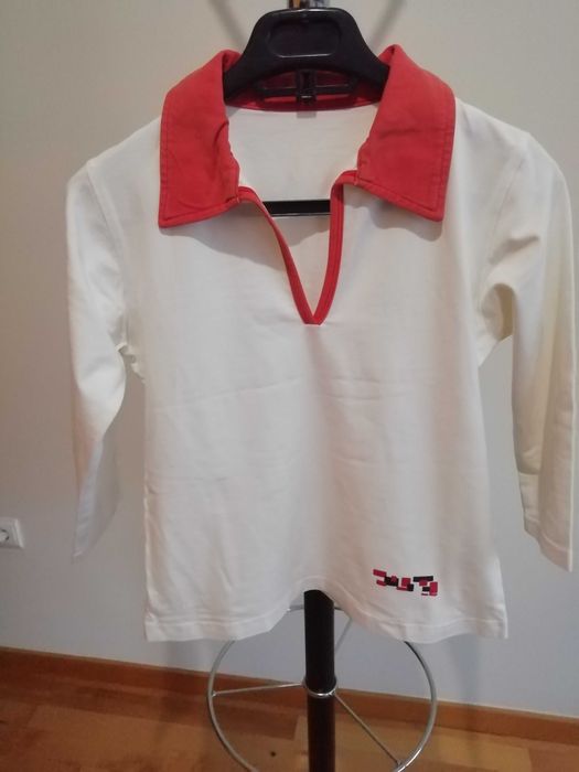 Camisola de Senhora Branca e Vermelha manga 3-4  Tam M Usada