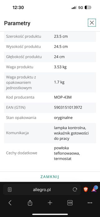 Opiekacz 3w1 MPM mop-43M czarny 1000w