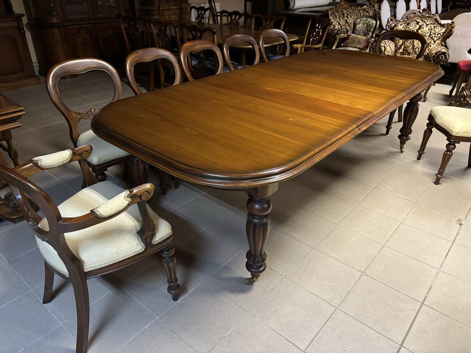 Angielski Zestaw Komplet Rozkładany Stół 8 Krzeseł 12 osób meble styl