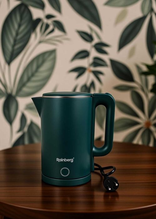 Стильний зелений чайник електричний 2л сталь 2000 ват