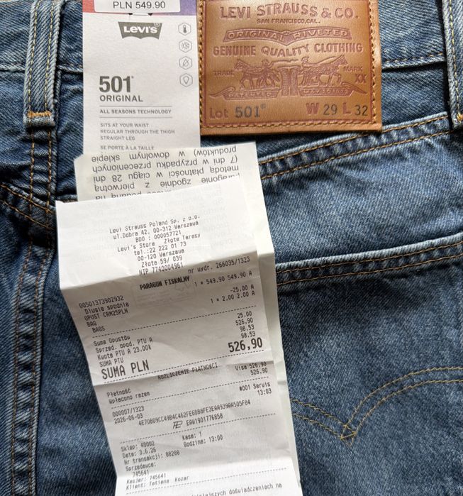 Оригинальные мужские джинсы  Levis 501