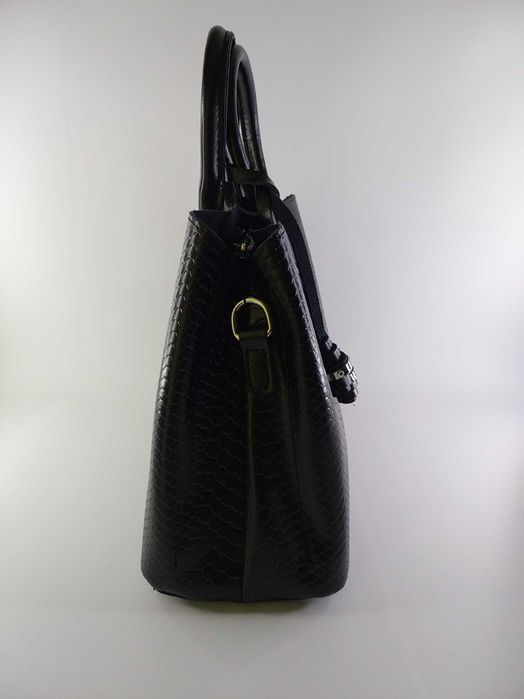 Karlos Marconi Сумка натуральна шкіра класична середня чорна, бежева