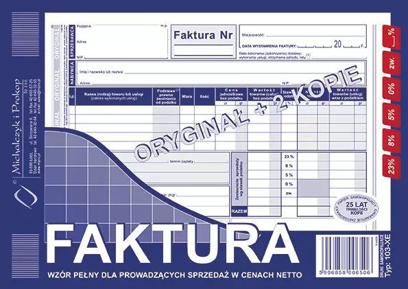 Faktura A5 pełna oryginał+2kopie. Nowy Produkt
