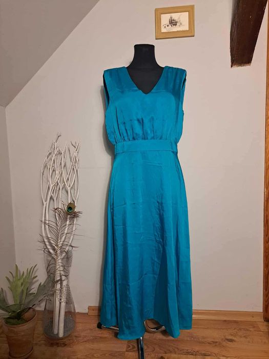 Turkusowa sukienka maxi bez rękawów OVS rozmiar 40 elegancka letnia