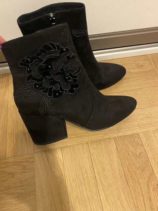 Botki buty eko zamsz jak nowe cafenoir 39 25 cm