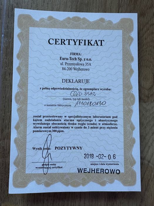 Czujnik czadu i gazu EURA